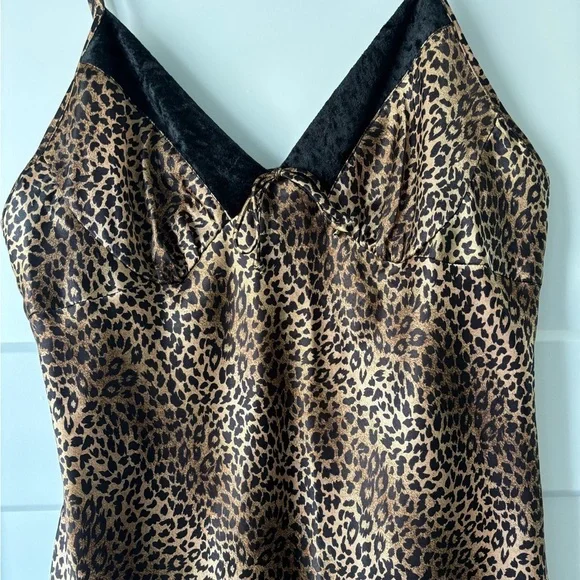 VINTAGE SATIN & VELVET GILLIGAN & O MALLEY SLIP DRESS NIGHTGOWN LINGERIE sz L - Picture 2 of 7